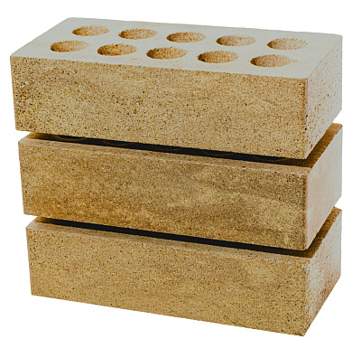 Картинка Кирпич - Гиперпрессованный кирпич Облицовочный одинарный магма : М-200 размером 120x250x65. Цвет желтый, производство ЛИТОС 