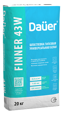 FINNER® INTER 43 W Шпатлевка гипсовая выравнивающая белая