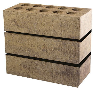 Картинка Кирпич - Гиперпрессованный кирпич Облицовочный одинарный гладкий : М-200 размером 120x250x65. Цвет , производство ЛИТОС 